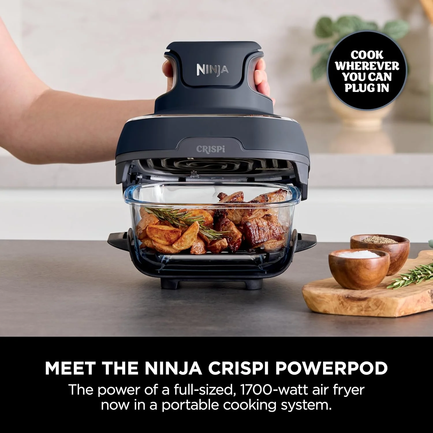 Ninja FN101UKGY CRISPi 4-in-1 Portable Glass Airy Fryer, Cyber Space Blue - Image 6