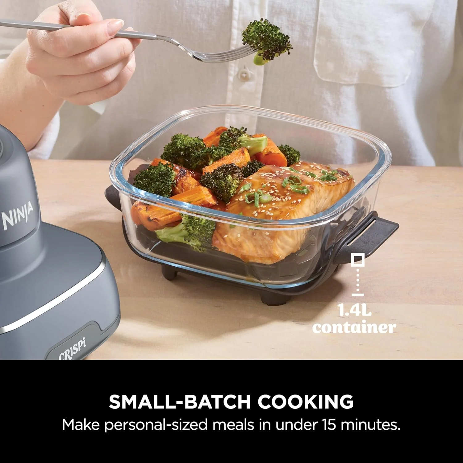Ninja FN101UKGY CRISPi 4-in-1 Portable Glass Airy Fryer, Cyber Space Blue - Image 8