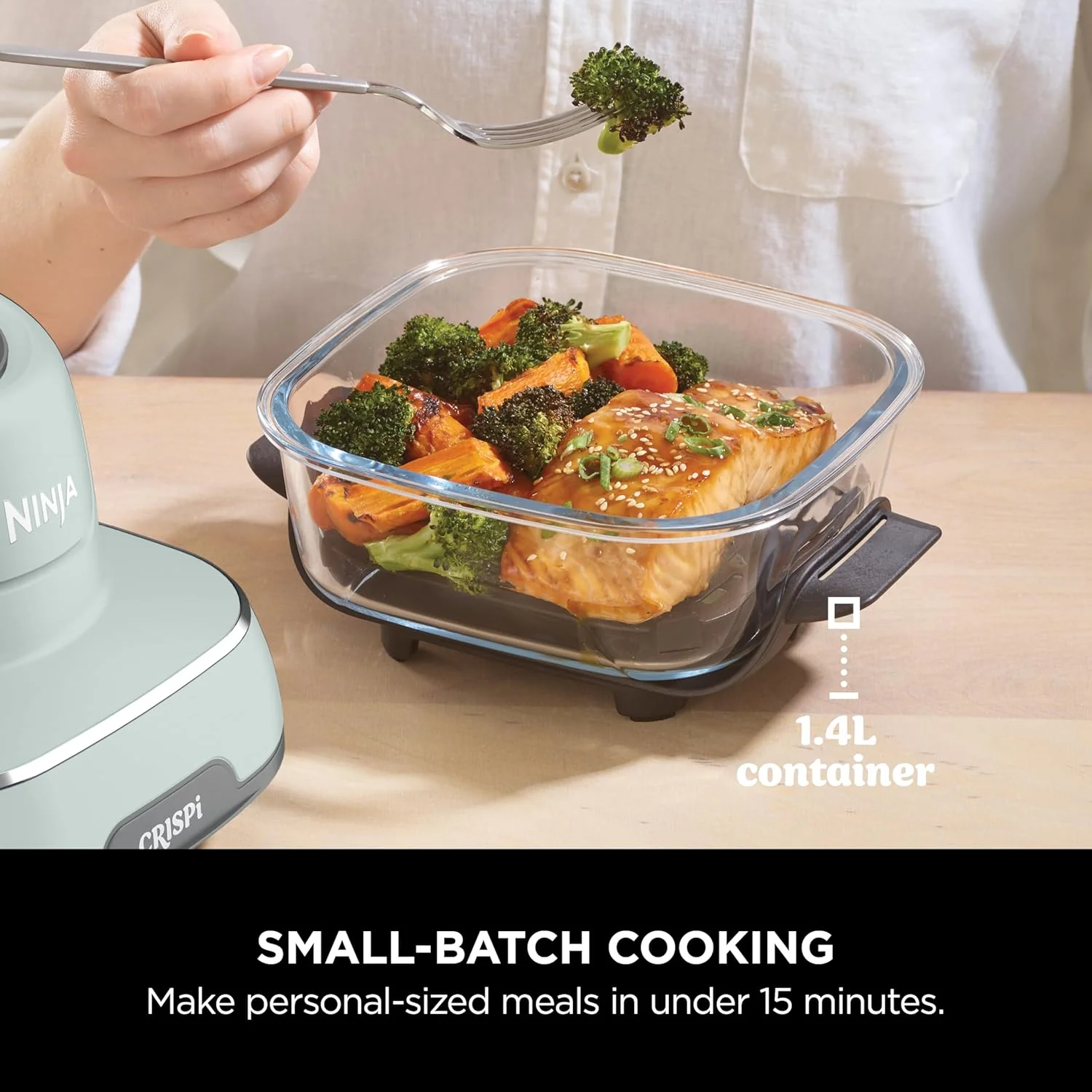 Ninja FN101UKSG CRISPi 4-in-1 Portable Glass Airy Fryer, Sage - Image 9