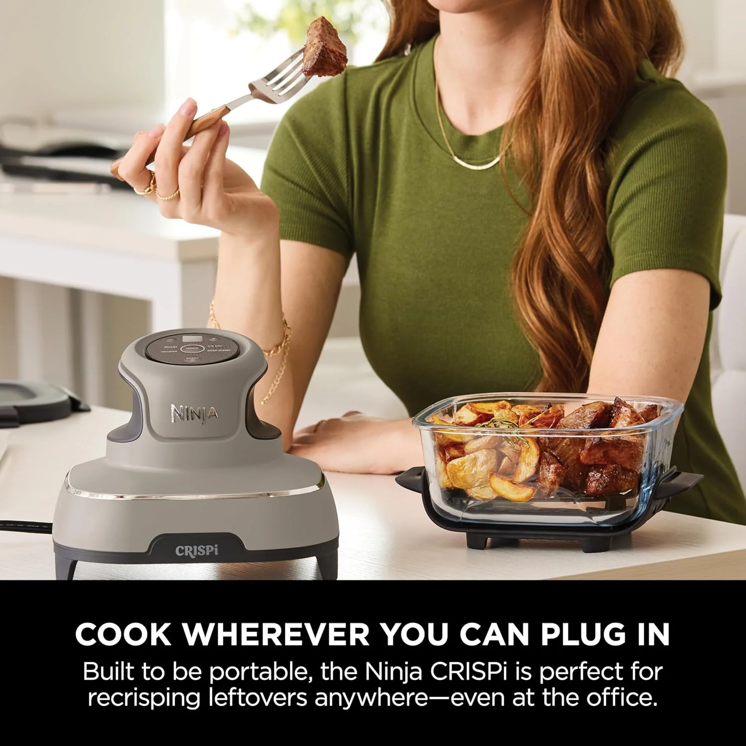 Ninja FN101UKST CRISPi 4-in-1 Portable Glass Airy Fryer, Stone - Image 13