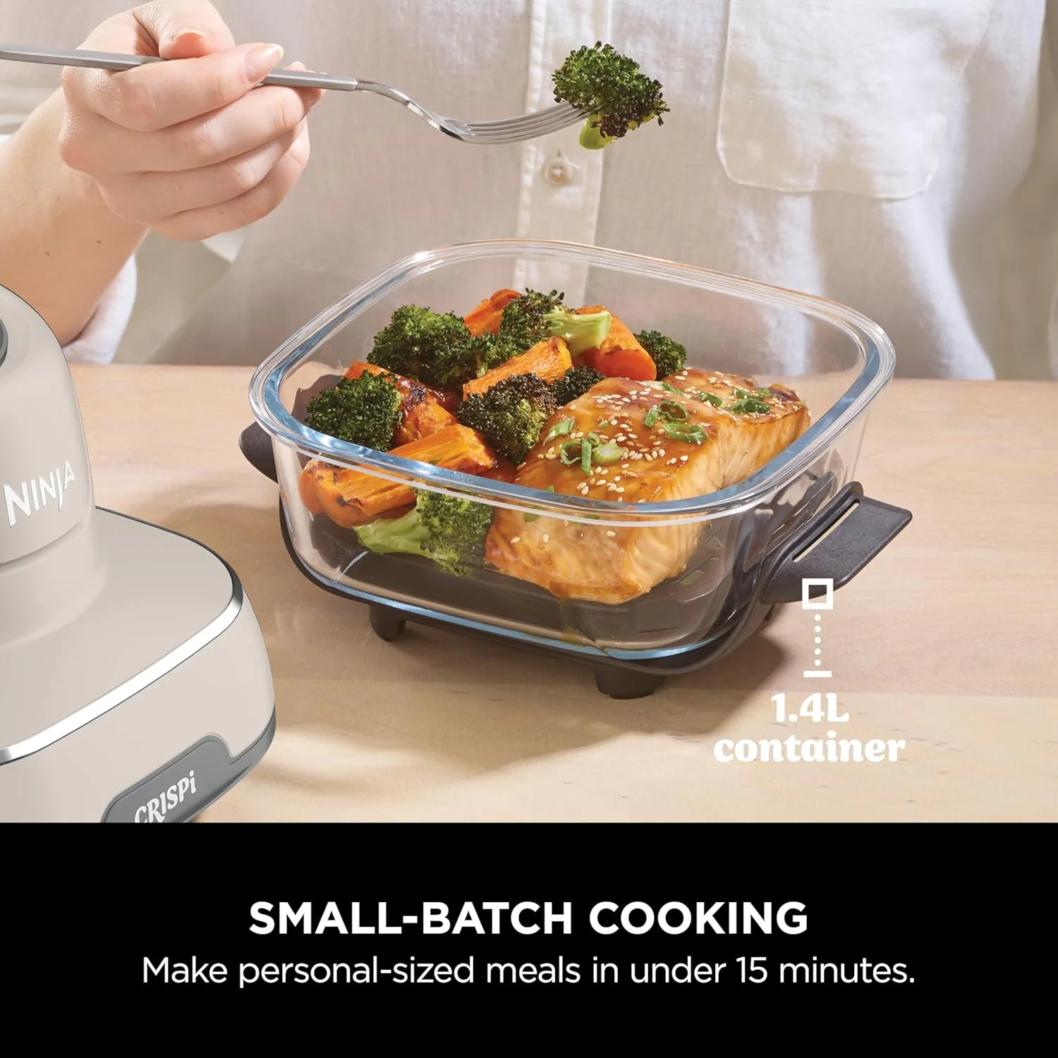 Ninja FN101UKST CRISPi 4-in-1 Portable Glass Airy Fryer, Stone - Image 9