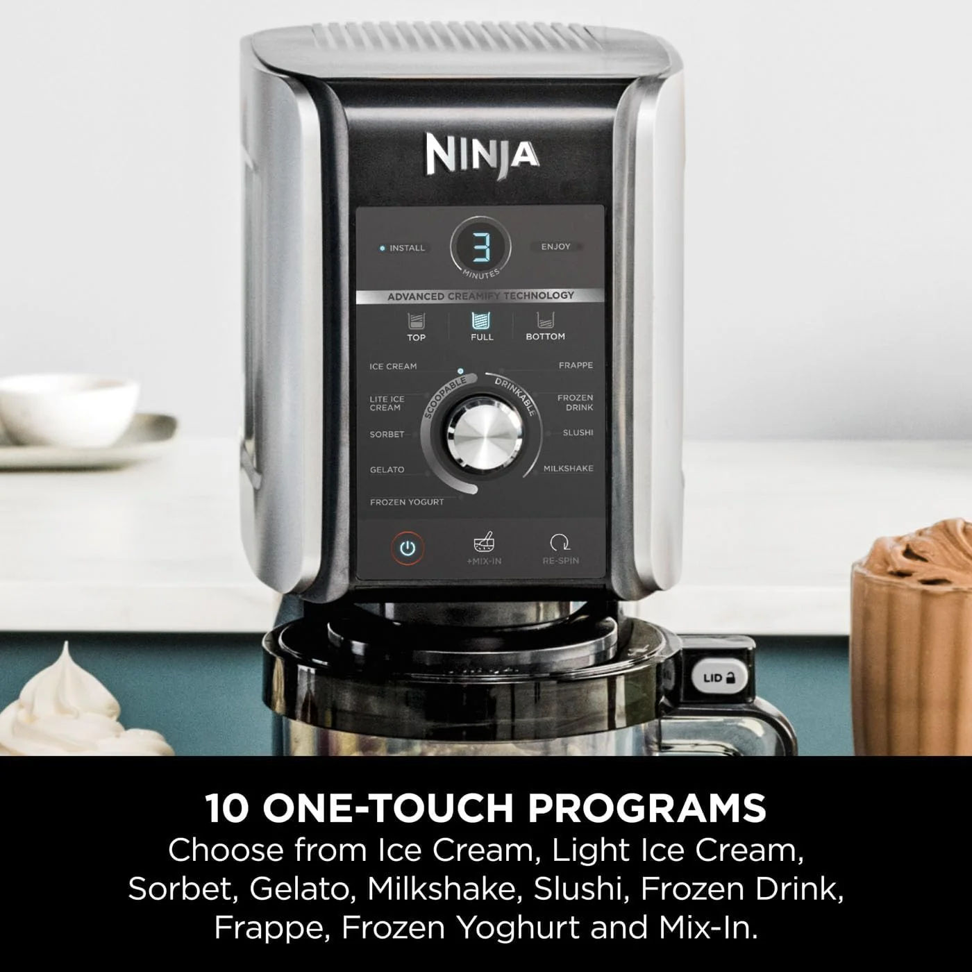 Ninja NC501UK CREAMi Deluxe 10-in-1 Ice Cream and Frozen Drink Maker - Image 4