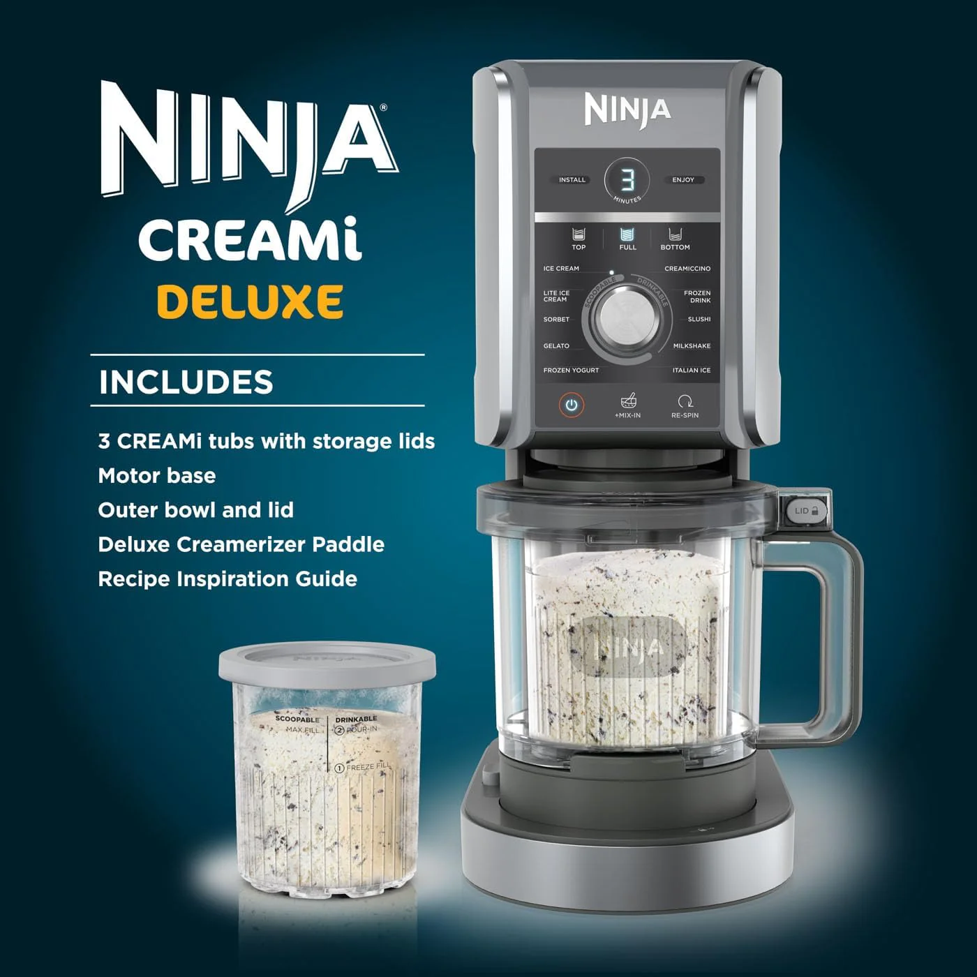 Ninja NC501UK CREAMi Deluxe 10-in-1 Ice Cream and Frozen Drink Maker - Image 7